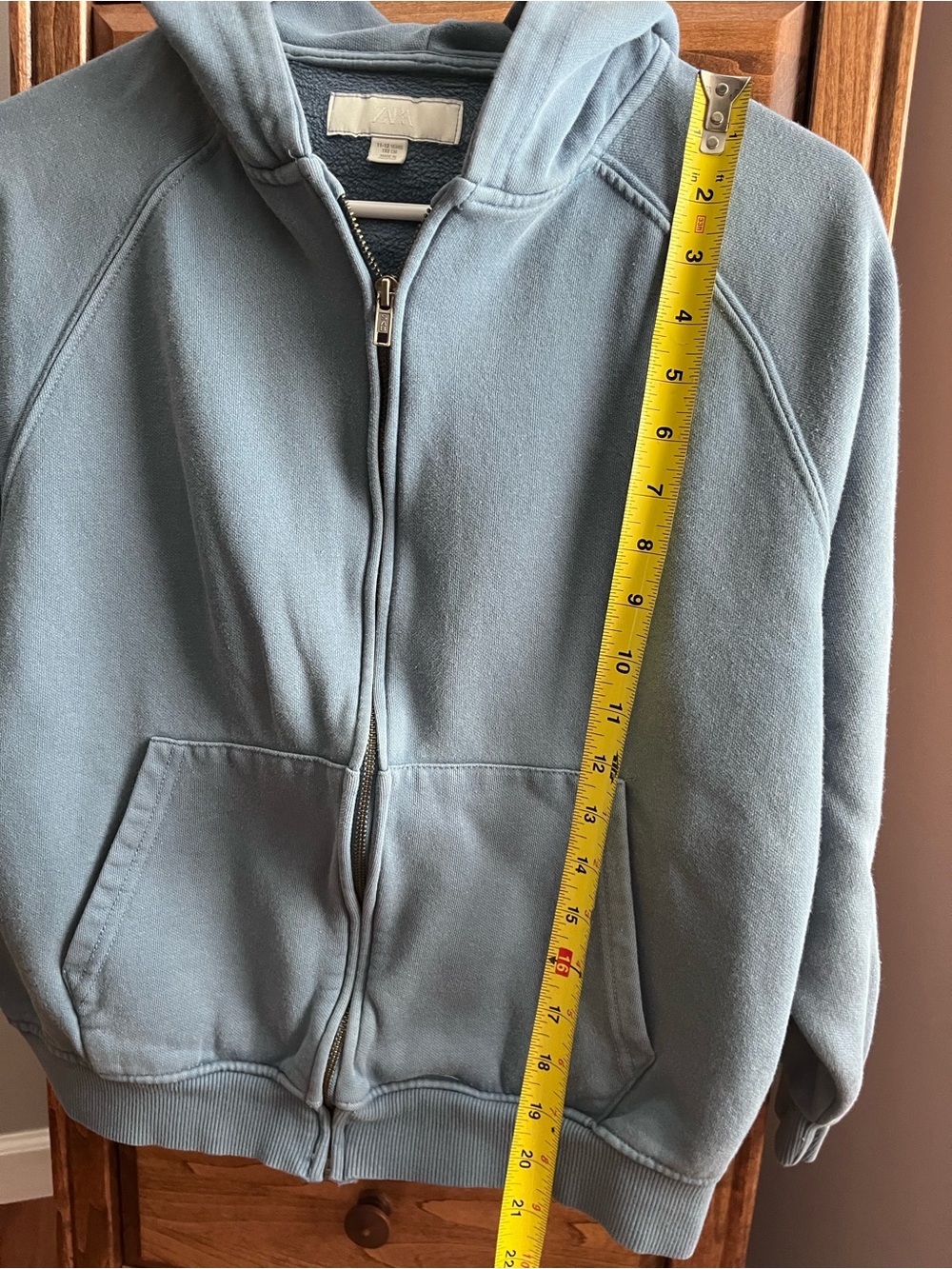 Zara Dusty Blue Hooded Zip Sweatshirt